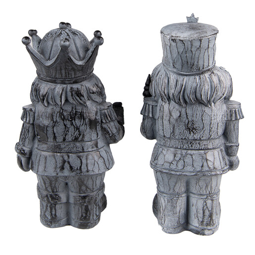 Set 2 figurine Spargatorul de Nuci polirasina gri 11x8x21 cm