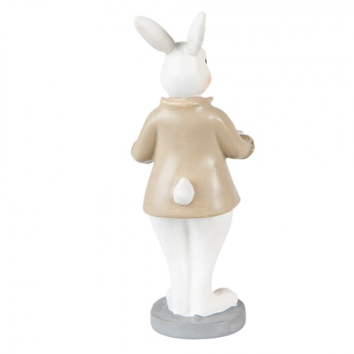 Figurina Iepuras Paste polirasina alb bej 6x6x15 cm