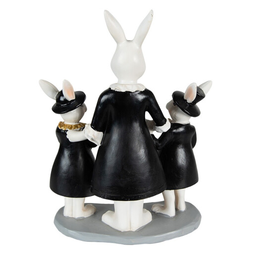 Figurina Iepurasi Paste polirasina alba neagra 16x8x21 cm