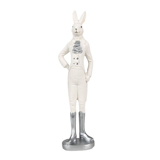 Figurina Iepuras Paste Boy polirasina alba argintie 5x4x20 cm