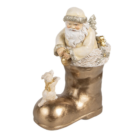 Figurina Mos Craciun polirasina aurie bej 12x7x16 cm