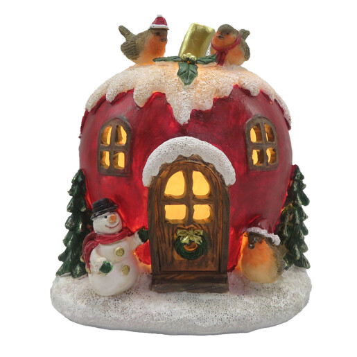 Decoratiune Craciun Casuta cu led polirasina 12x11x13 cm