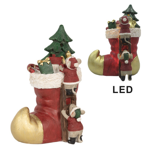 Decoratiune Craciun polirasina multicolora cu led 14x10x19 cm