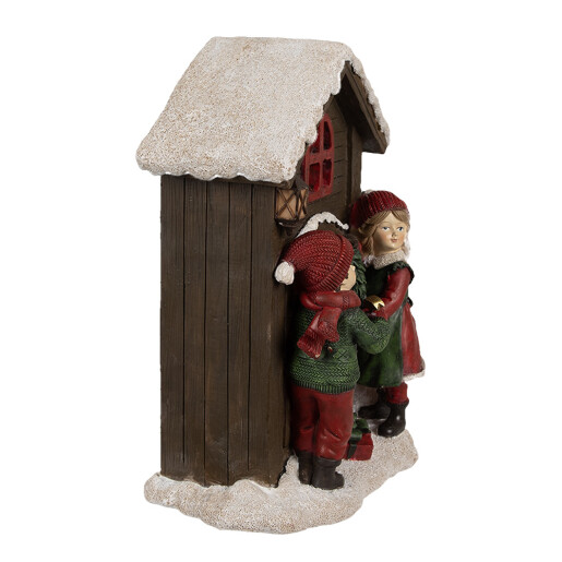 Decoratiune Craciun Casuta si Copii cu led polirasina 13x10x20 cm
