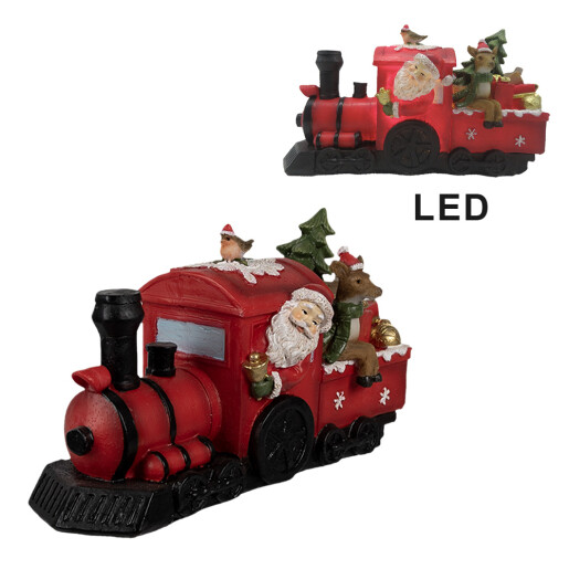 Trenulet Craciun polirasina multicolora cu led 19x7x10 cm