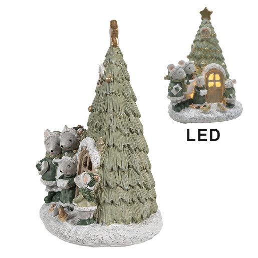 Figurina Craciun polirasina multicolora cu led 12x11x17 cm