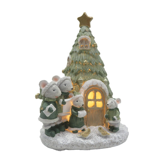 Figurina Craciun polirasina multicolora cu led 12x11x17 cm