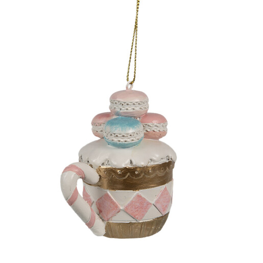 Set 2 ornamente brad Craciun Macarons polirasina multicolora 6x4x7 cm