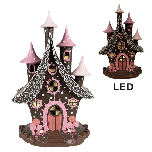 Casuta Turta Dulce polirasina multicolora cu led 16x13x26 cm