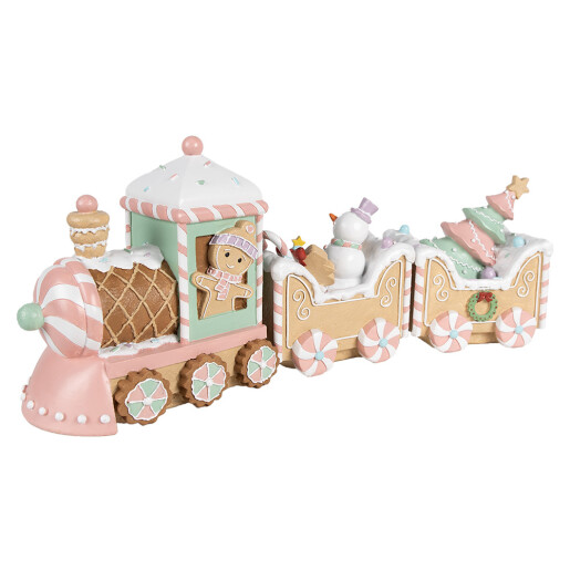 Trenulet Craciun polirasina multicolora 45x12x19 cm