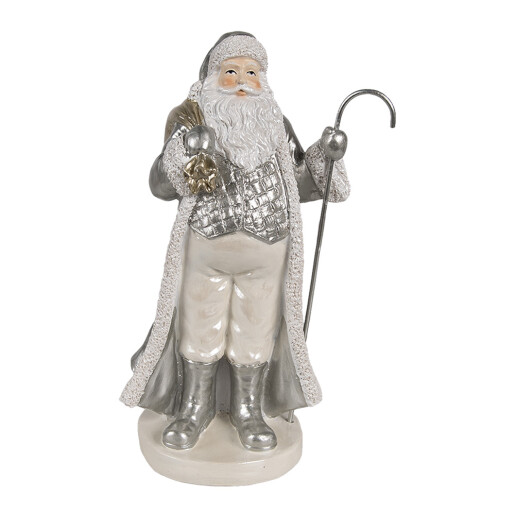 Figurina Mos Craciun polirasina alba argintie 11x9x20 cm