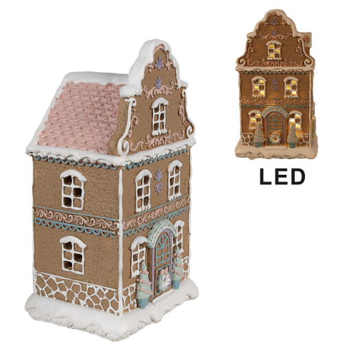 Casuta Turta Dulce polirasina multicolora cu led 12x9x20 cm