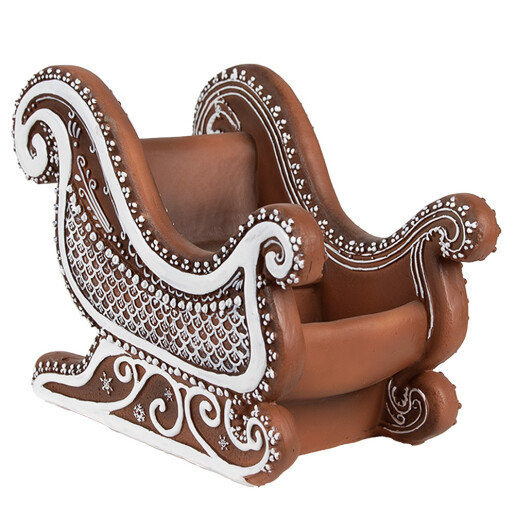 Sanie Craciun decorativa polirasina maro alba 20x12x15 cm
