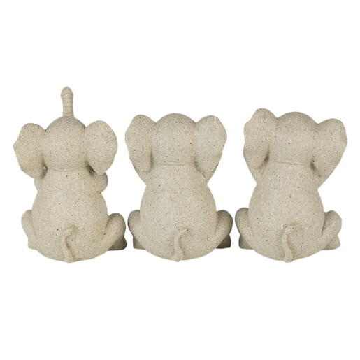 Set 3 figurine Elefanti polirasina gri 19x6x10 cm