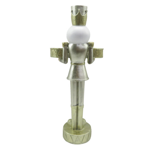 Figurina Spargatorul de Nuci cu suporturi lumanari argintiu auriu 12x8x28 cm