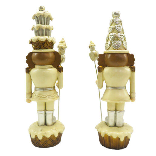 Set 2 figurine Spargatorul de Nuci polirasina bej maro 8x6x23 cm