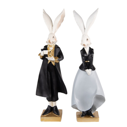 Set 2 figurine Iepurasi Paste polirasina multicolora (2) 14x12x47 / 14x12x47 cm