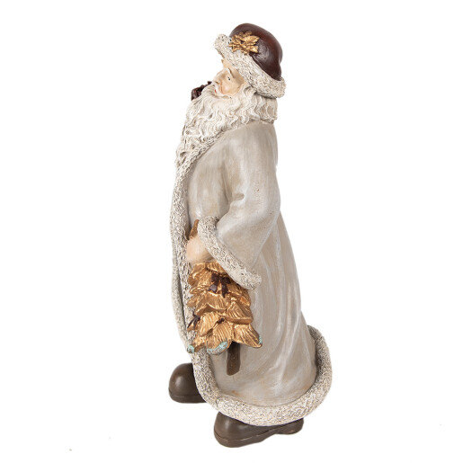 Figurina Mos Craciun polirasina gri aurie 15x12x25 cm