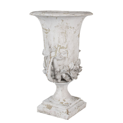 Ghiveci flori polirasina alb vintage  Ø 30x46 cm