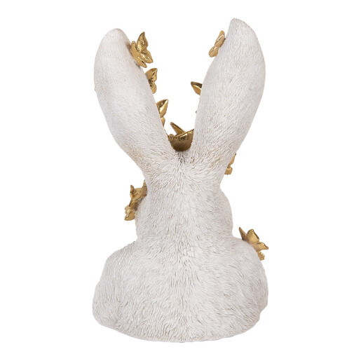 Figurina Iepuras Paste polirasina aurie alba 21x20x34 cm