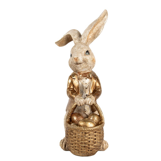Figurina Iepuras Paste polirasina bej auriu 28x22x51 cm