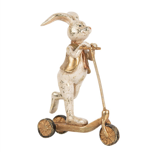 Figurina Iepuras polirasina alba aurie 13x6x17 cm