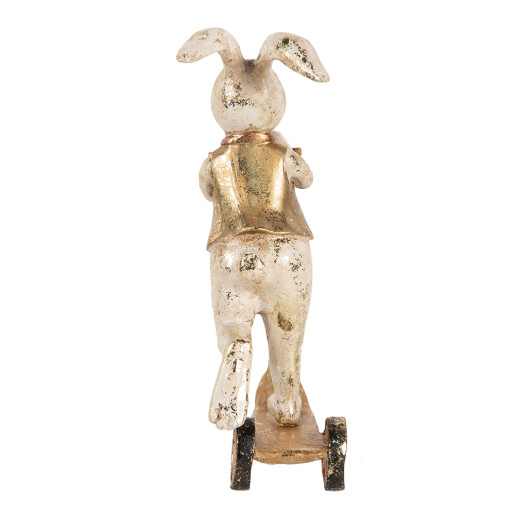 Figurina Iepuras polirasina alba aurie 13x6x17 cm