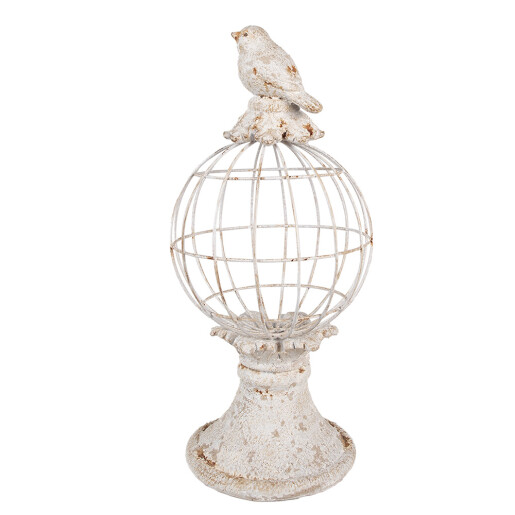 Decoratiune Pasare polirasina gri vintage 12x7x14 cm