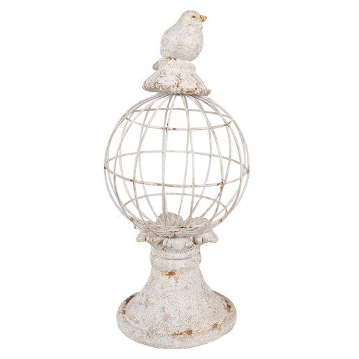 Decoratiune Pasare polirasina gri vintage 12x7x14 cm
