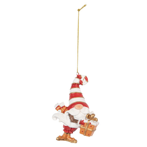 Set 4 ornamente brad Craciun Gnom polirasina multicolora 8x4x10 cm
