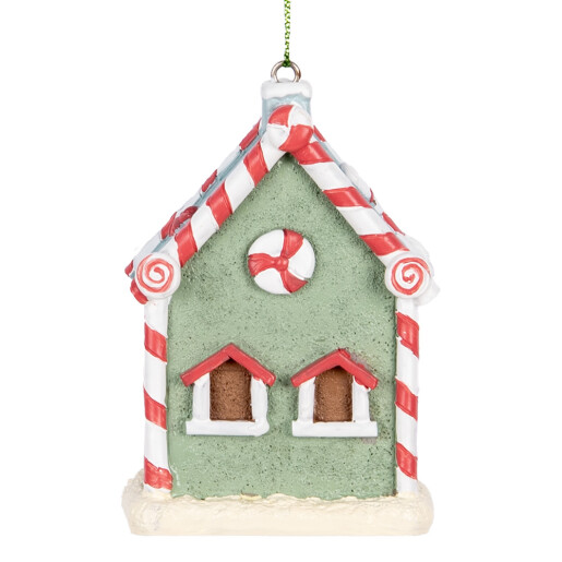 Ornament brad Craciun Casuta Turta Dulce polirasina multicolora 6x4x8 cm