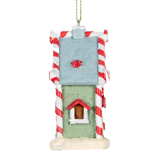 Set 2 ornamente brad Craciun Casuta Turta Dulce polirasina multicolora 6x4x8 cm