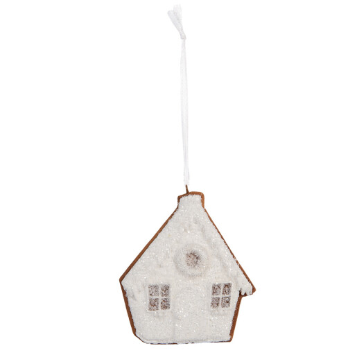 Set 2 ornamente brad Craciun Casuta Turta Dulce maro alba 9x1x10 cm