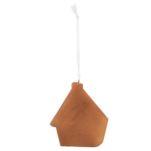 Set 2 ornamente brad Craciun Casuta Turta Dulce maro alba 9x1x10 cm