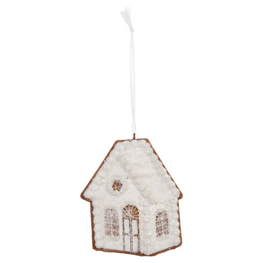 Set 2 ornamente brad Casuta Turta Dulce maro alba 9x1x10 cm