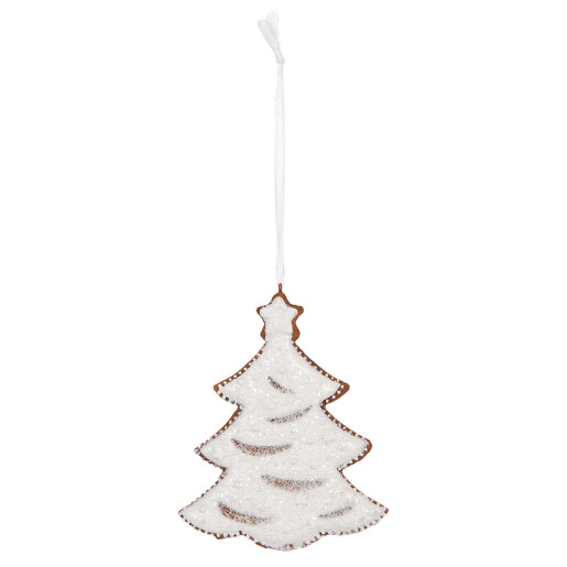 Set 2 ornamente Bradut polirasina maro alba 9x1x10 cm