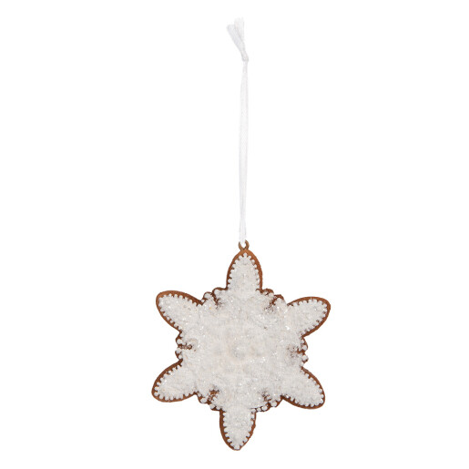 Set 2 ornamente Fulg Zapada polirasina alba maro Craciun 9x1x10 cm