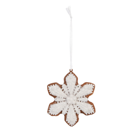 Set 2 ornamente Fulg Zapada polirasina maro alba Craciun 9x1x10 cm