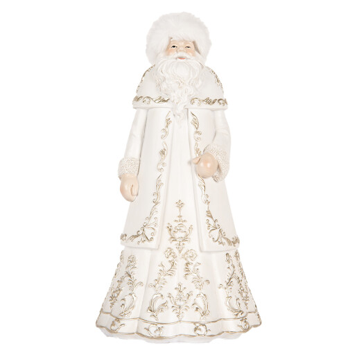 Figurina Mos Craciun polirasina alba aurie 13x10x25 cm