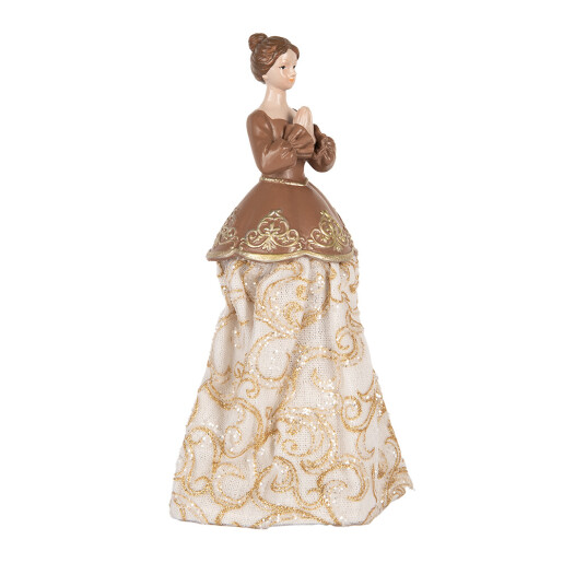 Figurina Femeie polirasina textil bej maro 8x7x23 cm