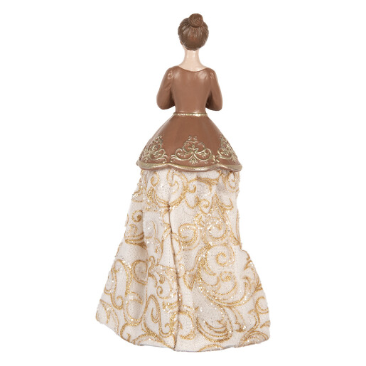 Figurina Femeie polirasina textil bej maro 8x7x23 cm
