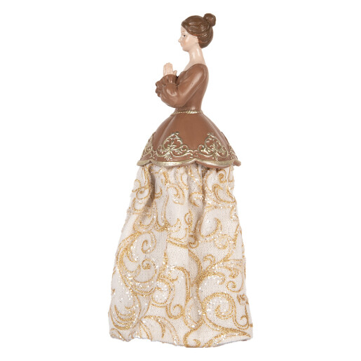 Figurina Femeie polirasina textil bej maro 8x7x23 cm