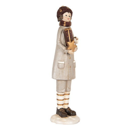 Figurina Baietel Craciun polirasina multicolora 8x8x30 cm