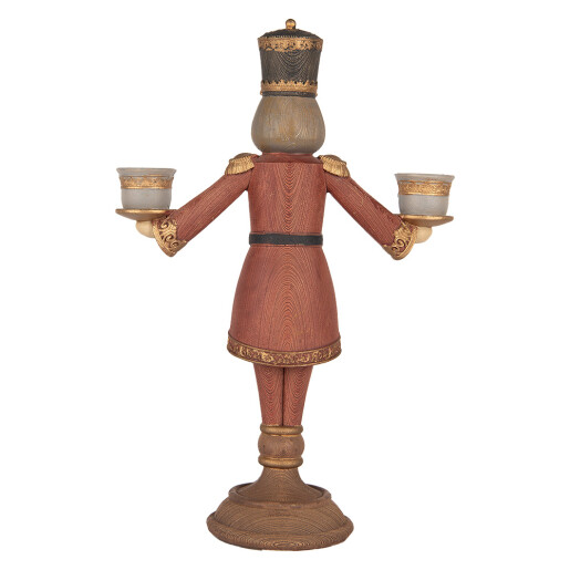 Figurina Spargatorul de Nuci cu 2 sfesnice polirasina multicolora 21x9x30 cm