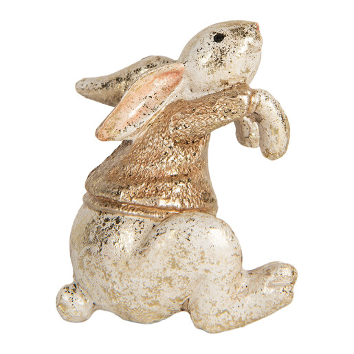 Figurina Iepuras Paste polirasina bej aurie 6x5x7 cm
