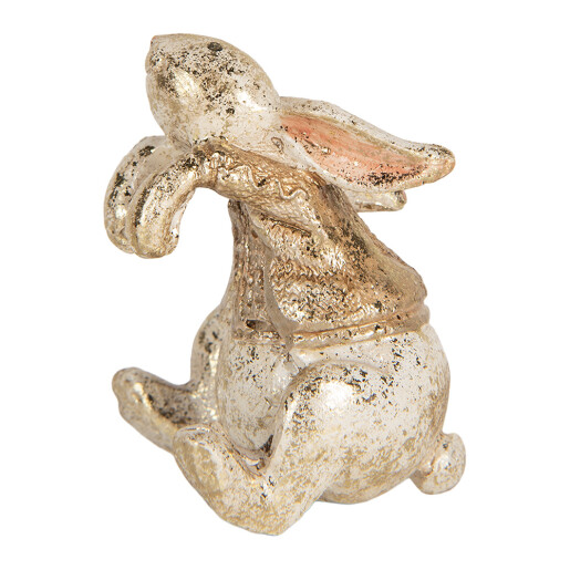 Figurina Iepuras Paste polirasina bej aurie 6x5x7 cm