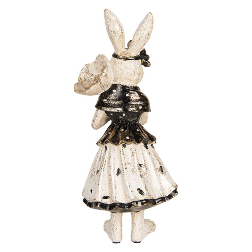 Figurina Iepuras Paste polirasina bej neagra 13x11x30 cm