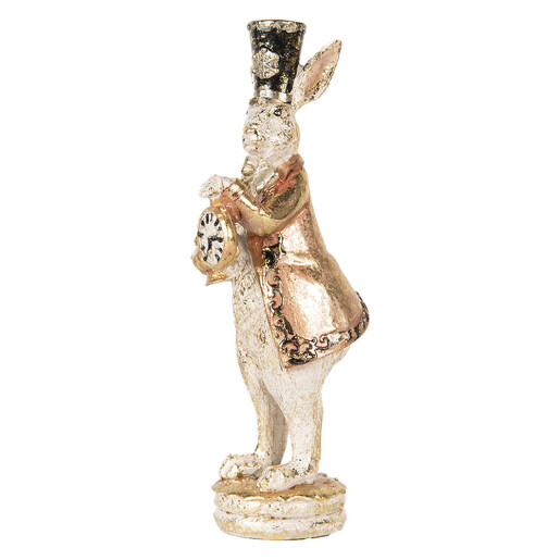 Figurina Iepuras Paste polirasina alba aurie 6x8x20 cm
