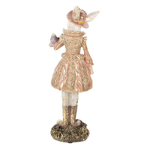 Figurina Iepuras Paste polirasina bej aurie 9x8x26 cm