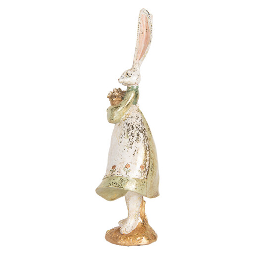Figurina Iepuras Paste polirasina bej aurie 12x9x33 cm
